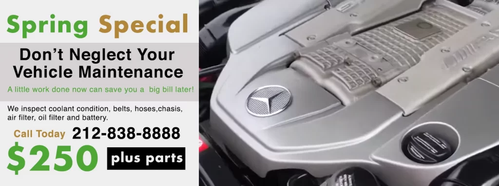 #1 dealer alternative for Mercedes Benz. Special Mercedes Benz pickup and delivery service. Let us help you keep your Mercedes looking and running like new.  Ask about our Mercedes Spring Service Special for NYC Mercedes owners.  
